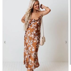Love In The Air Floral Satin Midi
